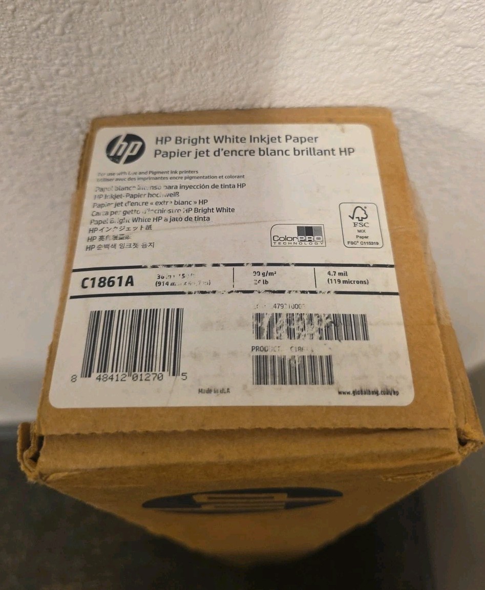 HP C1861A Bond Paper Roll Genuine Bright White Inkjet Paper New Sealed Box