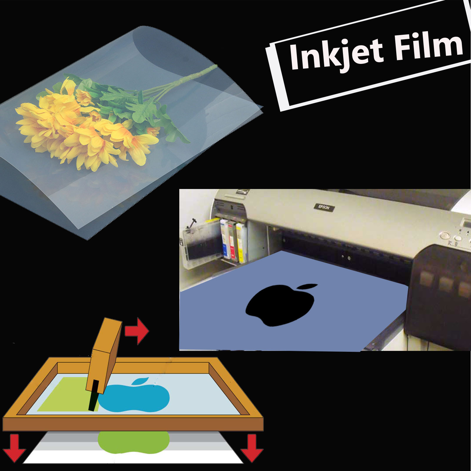 13×19，Waterproof Inkjet Instant-Dry Screen Printing Transparency Film 100 sheets