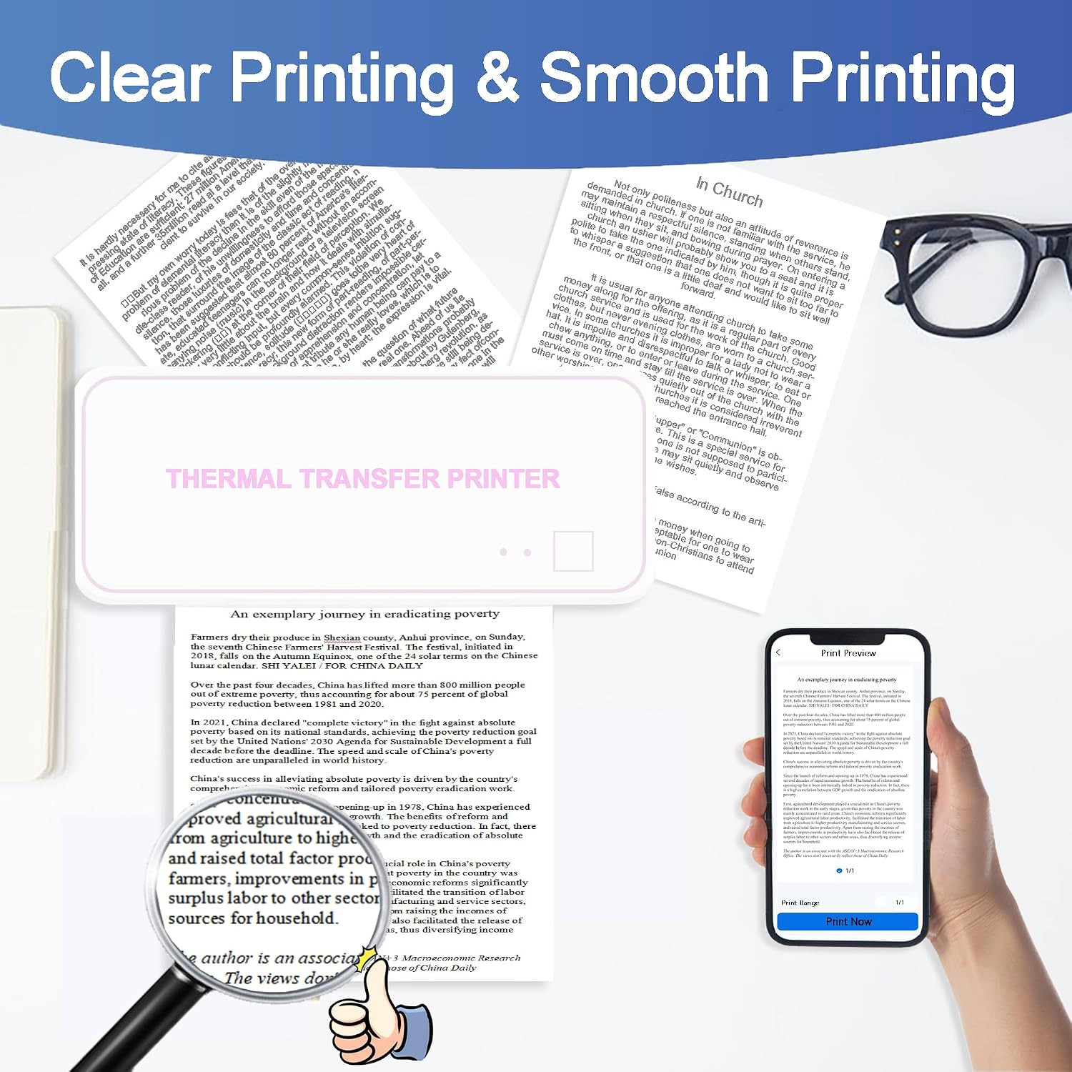 Potanro Thermal Printer Paper Printing Paper Quick-Dry A4 Printing Paper Quick-D