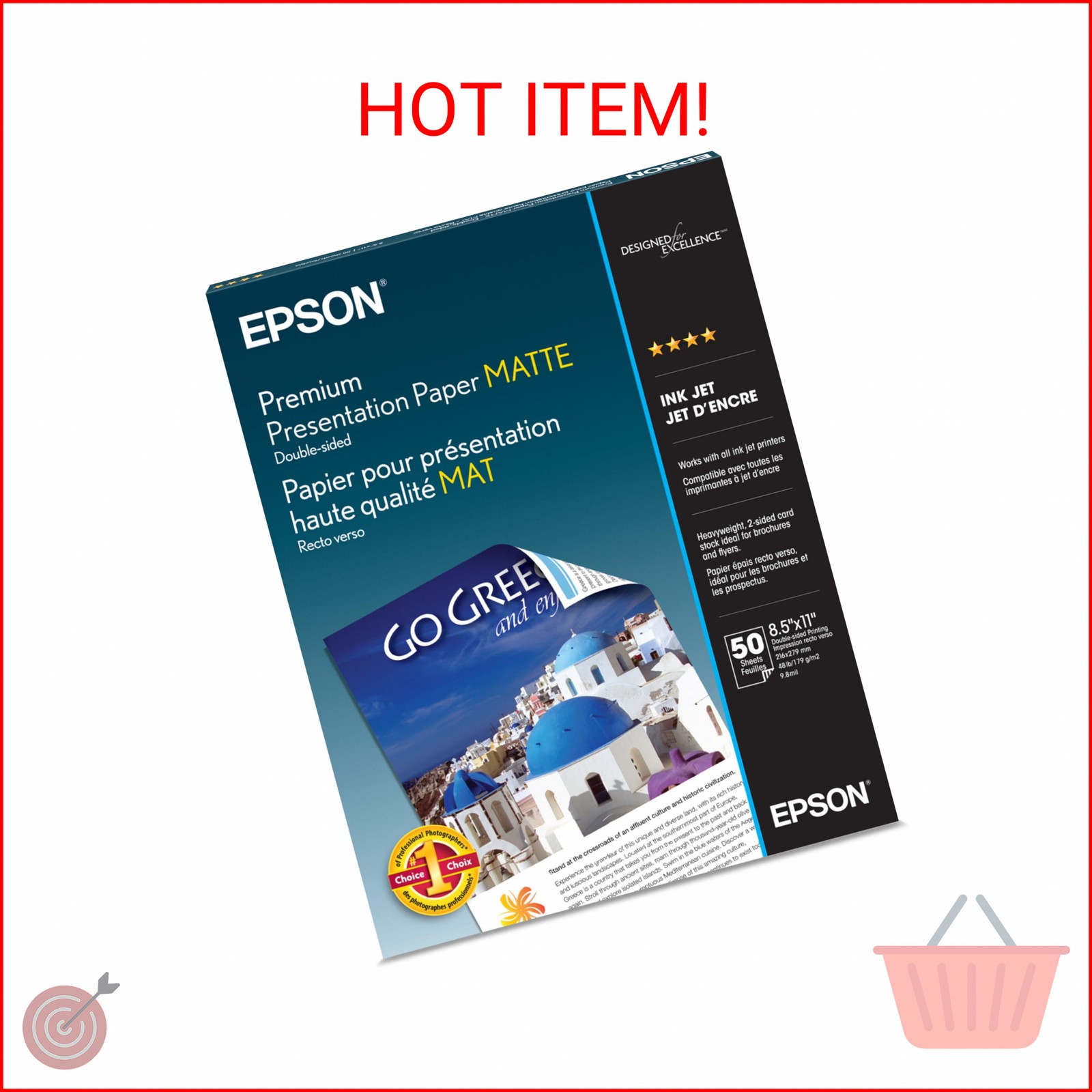 Epson Premium Presentation Paper MATTE (8.5×11 Inches, Double-sided, 50 Sheets)