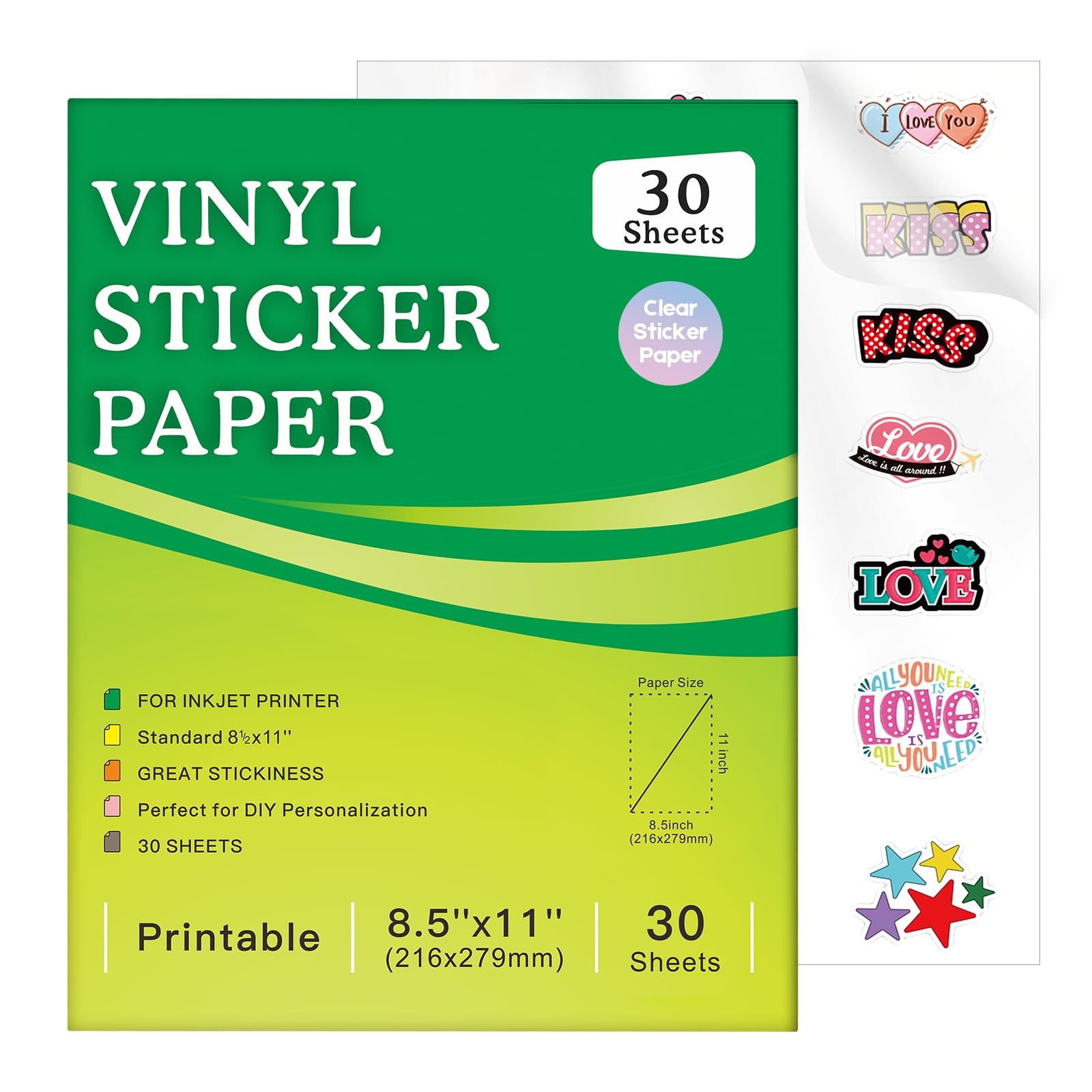 Inkjet Clear Sticker Paper Waterproof 30 Sheets