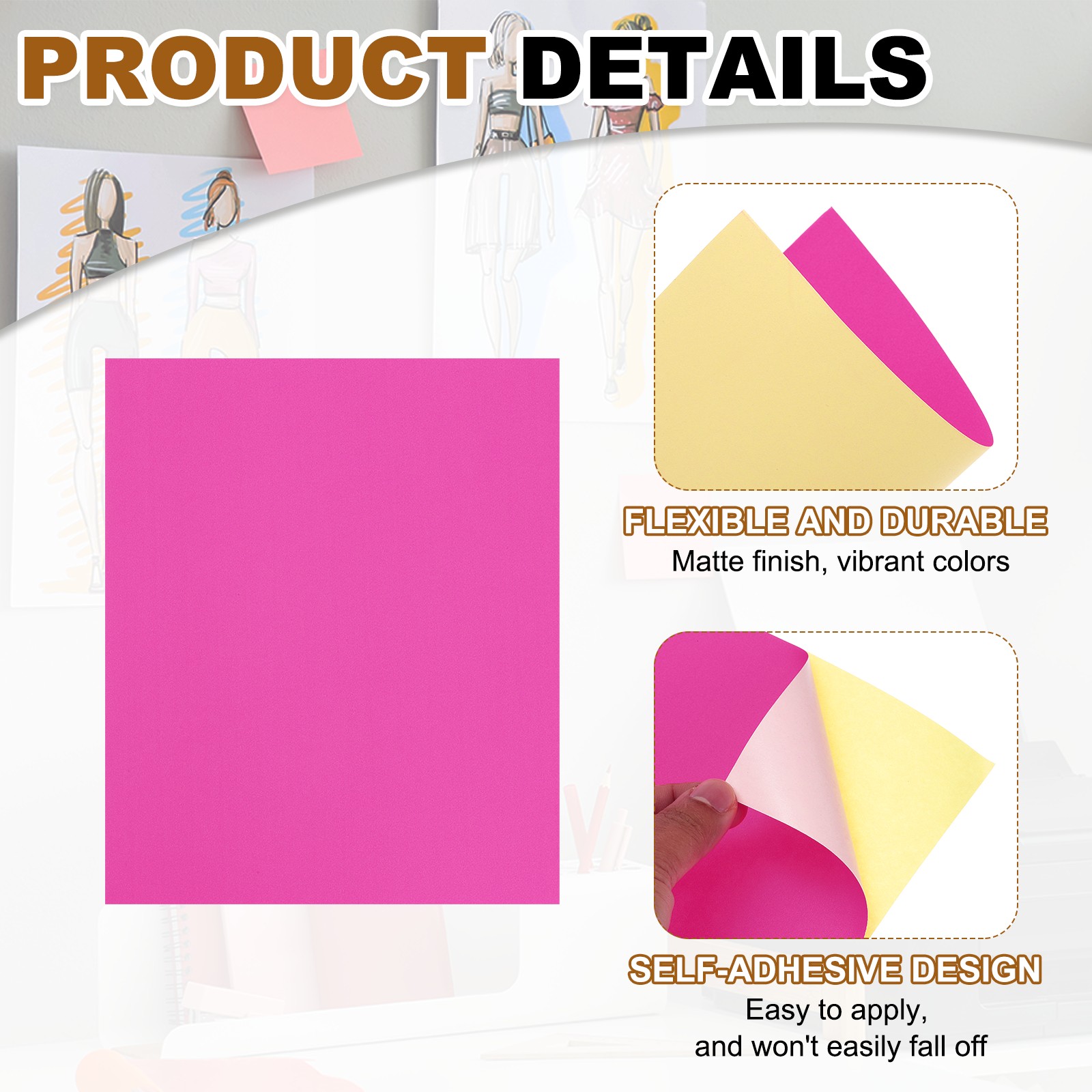 15 Sheets Printable Vinyl Sticker Paper for Inkjet Printer, Pink
