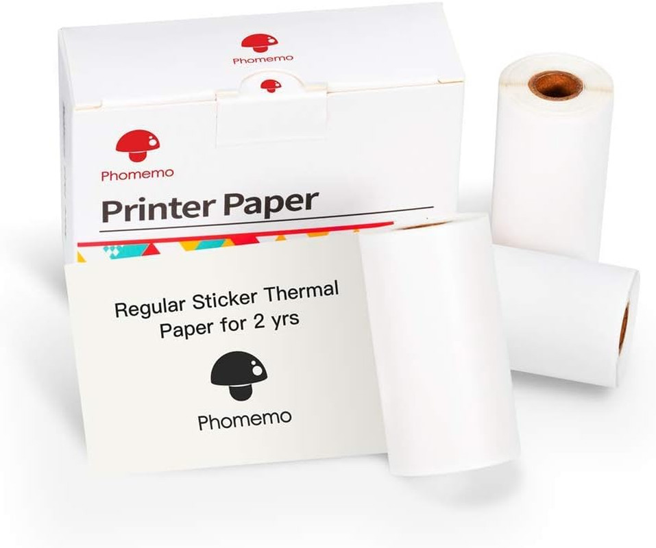 Phomemo White Self-Adhesive Thermal Paper, Glossy Printable Sticker Paper Label