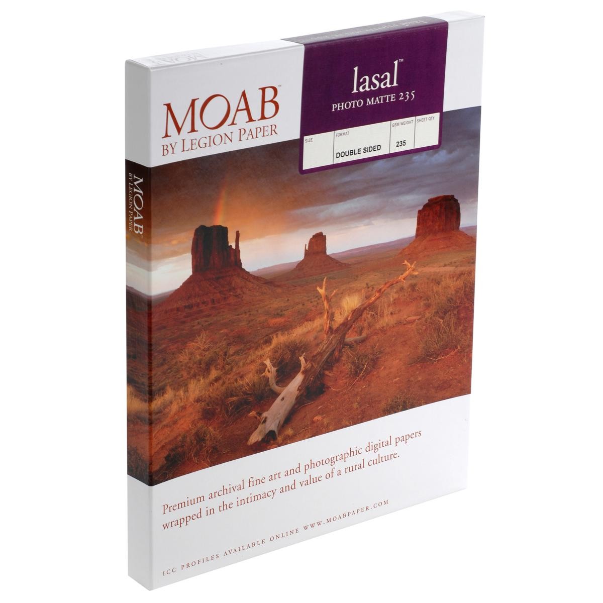 Moab Lasal Photo Matte, Double Sided, Bright White Archival Inkjet Paper, 235gsm