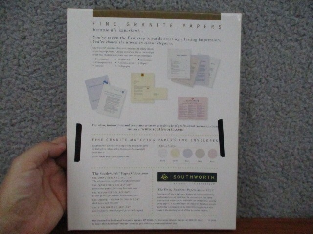 Southworth Fine Paper White 24lbs. 8-1/2 x 11 80 Sheets 25% Cotton