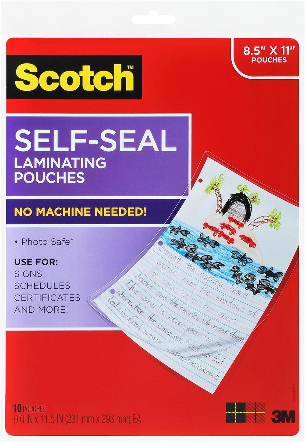 Self-Seal Laminating Pouches, 9.0 in x 11.5 in Letter Size, Easy to Use and No