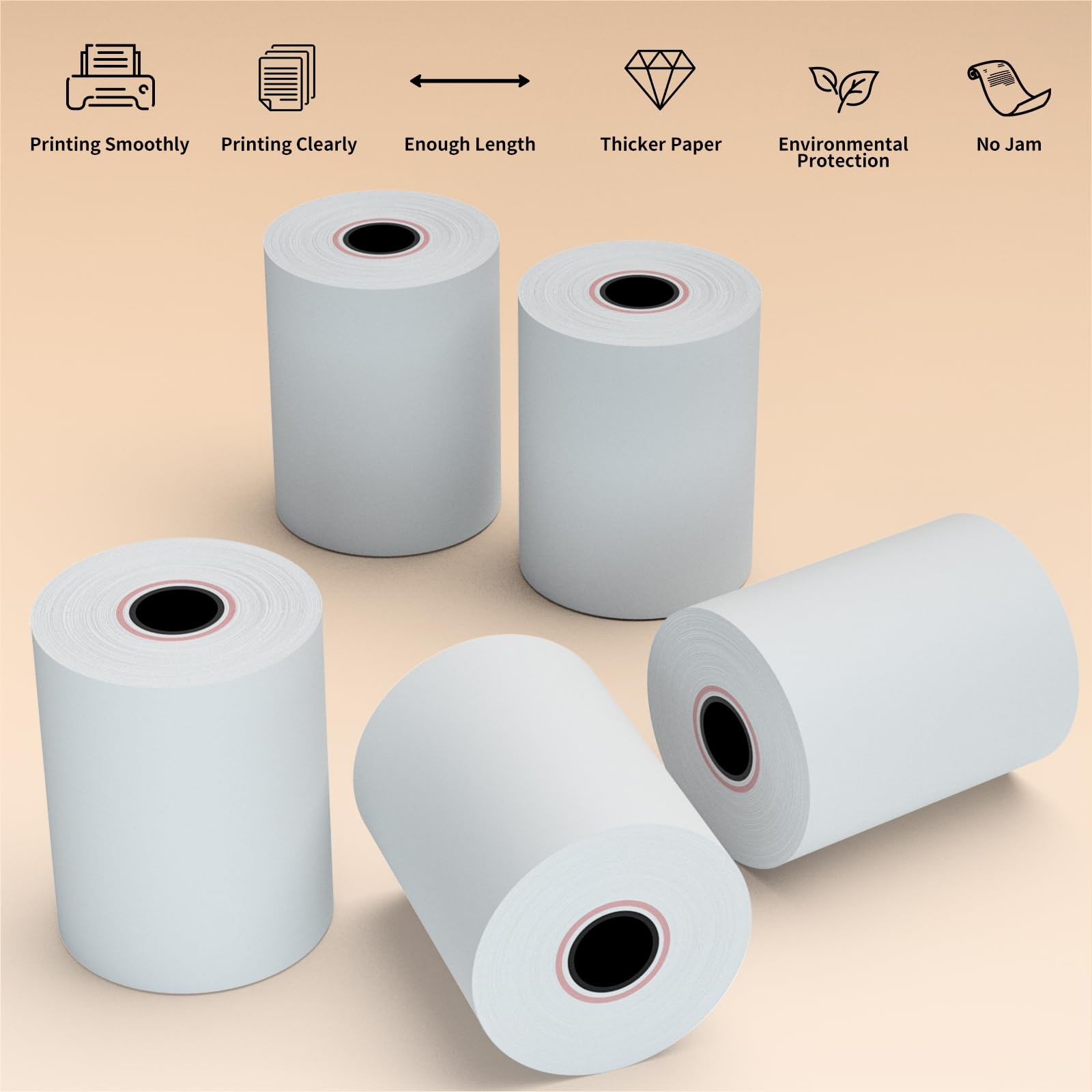 10 PCS 21/4″ x 50′ Thermal Receipt Paper Fits 58mm POS Printer Premium