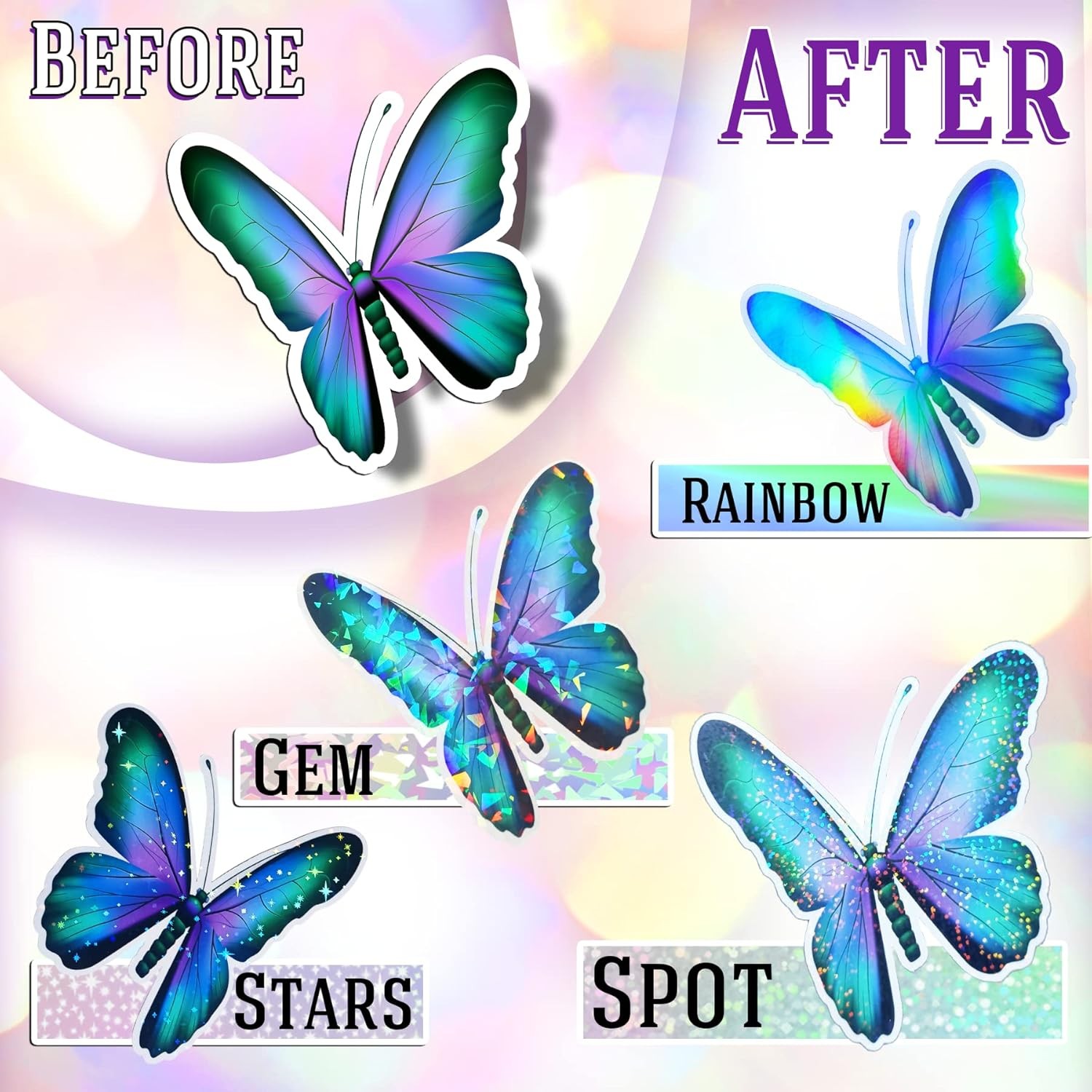 Koala Holographic Laminate Sheets A4 – Clear Self-Adhesive Sticker Paper, 25