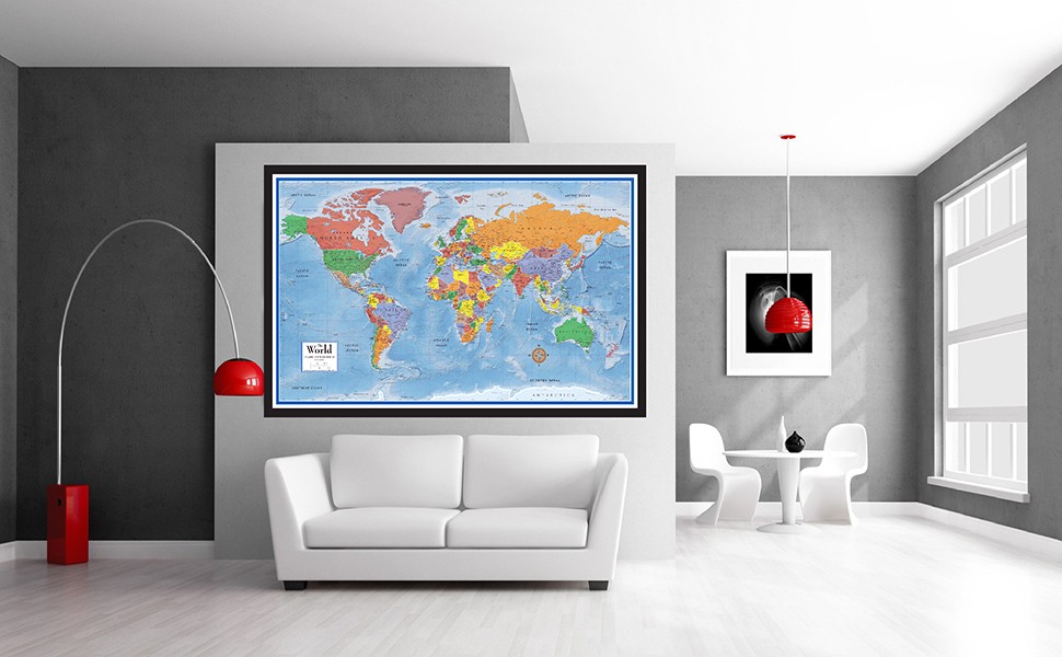 World Premier Wall Map Poster Mural 24h x 36w