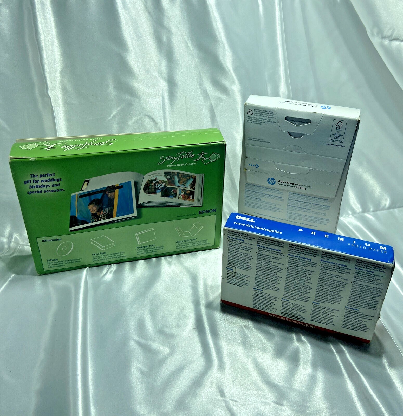 Lot of 3 – HP Dell 4×6 in. Photo Paper and Epson Photo Book Creator – NEW
