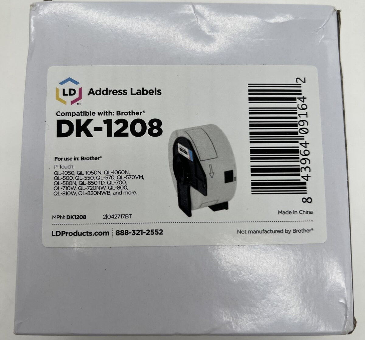 3 Count 1200 LabelsLD Compatible Brother DK-1208 Address Labels 1.4″ x 3.5″