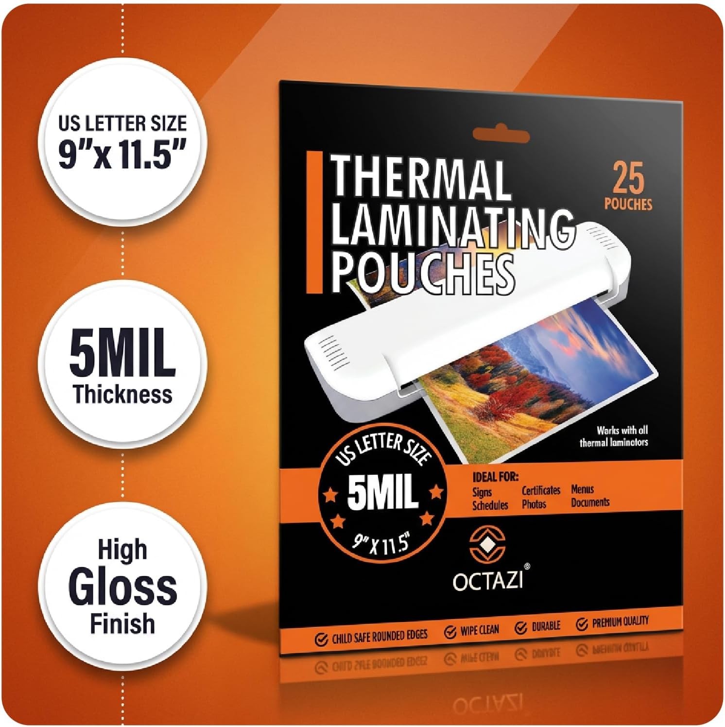 5 Mil Thermal Laminating Pouches – Heavy Duty Clear Laminating Sheets for