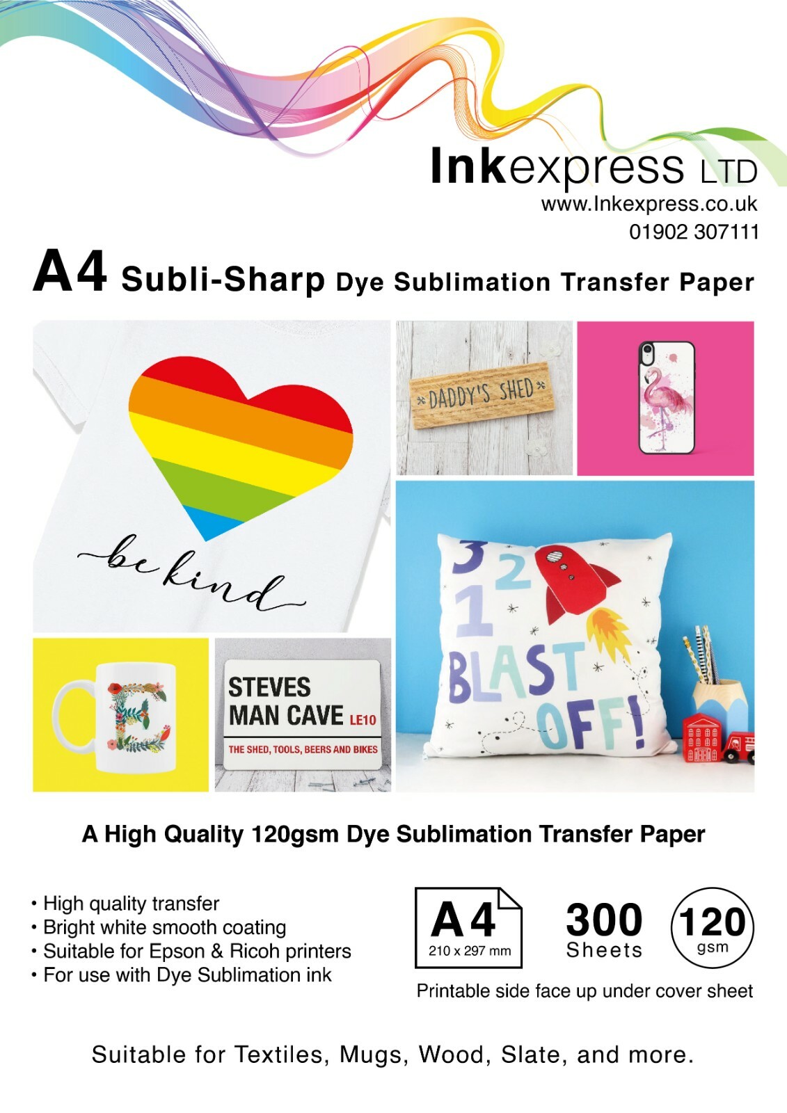 120gsm A4 Dye Sublimation Paper 300 sheets Ideal for Mug or T-shirts