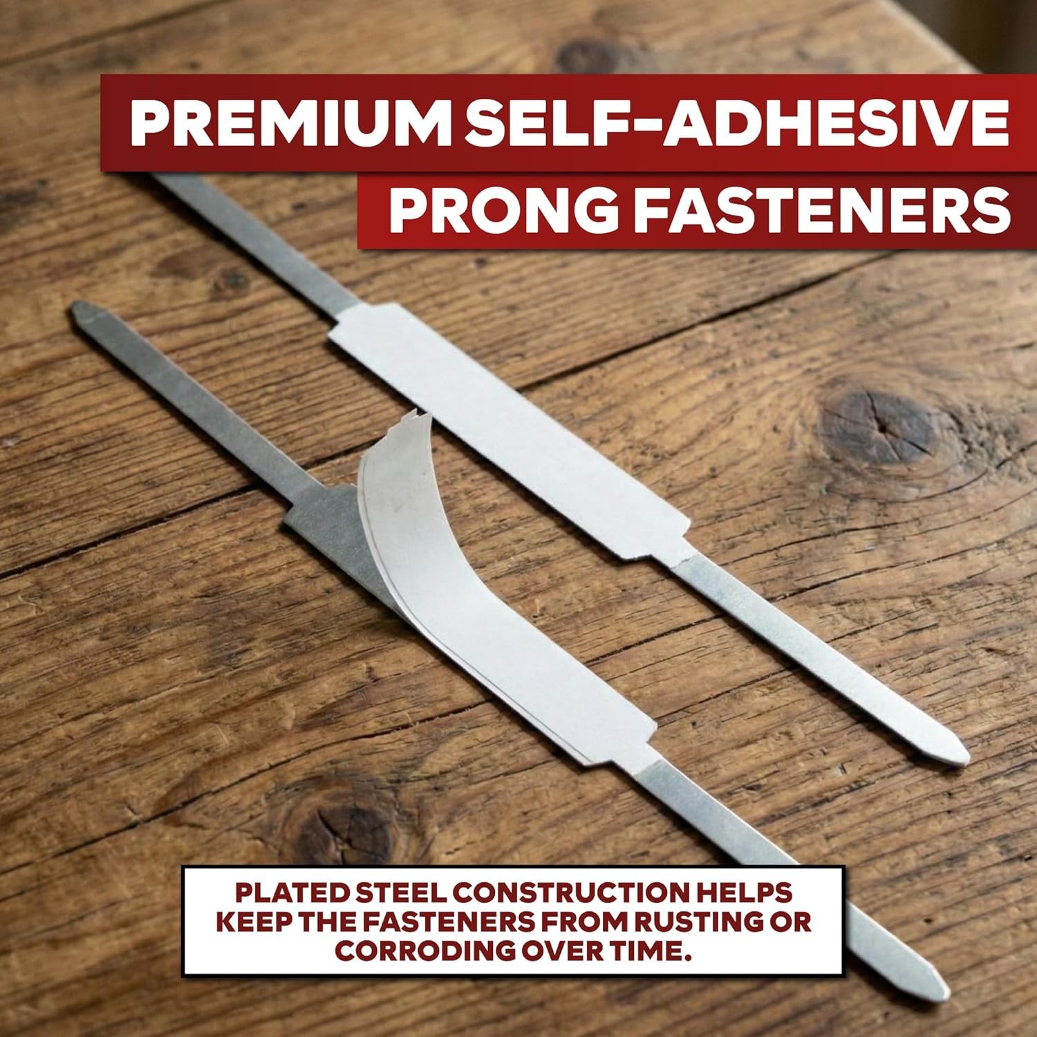 Self Adhesive Fasteners 2 Inch Capacity 200-Pack Archival-Grade Two Prong Paper