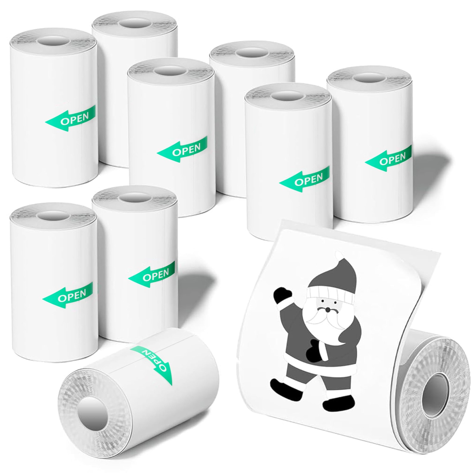 Mini Thermal Sticker Paper 10 Rolls, Pocket Printer Refill, 57x25mm, White