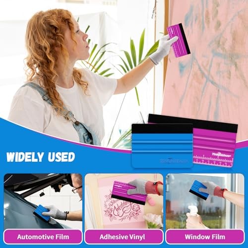 Professional Squeegee for Vinyl, 20 PCS Plastic Felt 20pcs Pitaya & Blue
