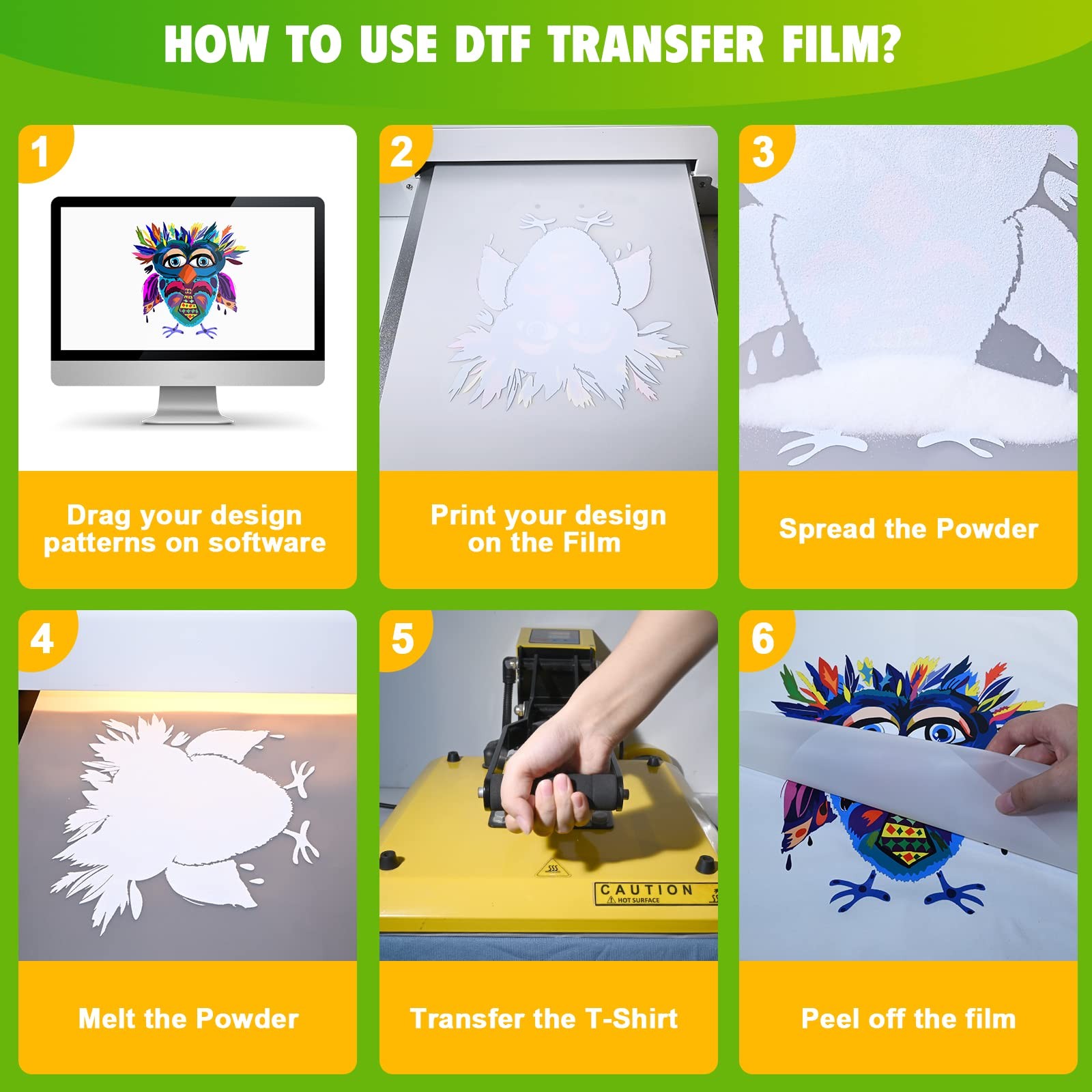 DTF Transfer Film 8.5″x11″ – 30 Sheets Premium Thick Double Sided DTF Film fo…