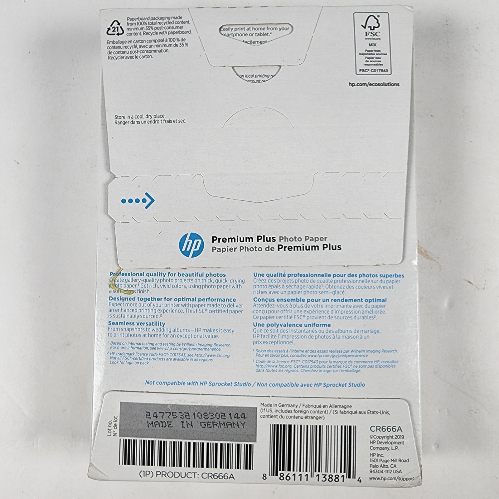 HP Premium Plus Soft-gloss Photo Paper | 100 Sheets | 4 x 6 in | CR666A