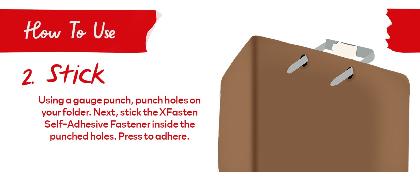 Self Adhesive Fasteners 2 Inch Capacity 200-Pack Archival-Grade Two Prong Paper