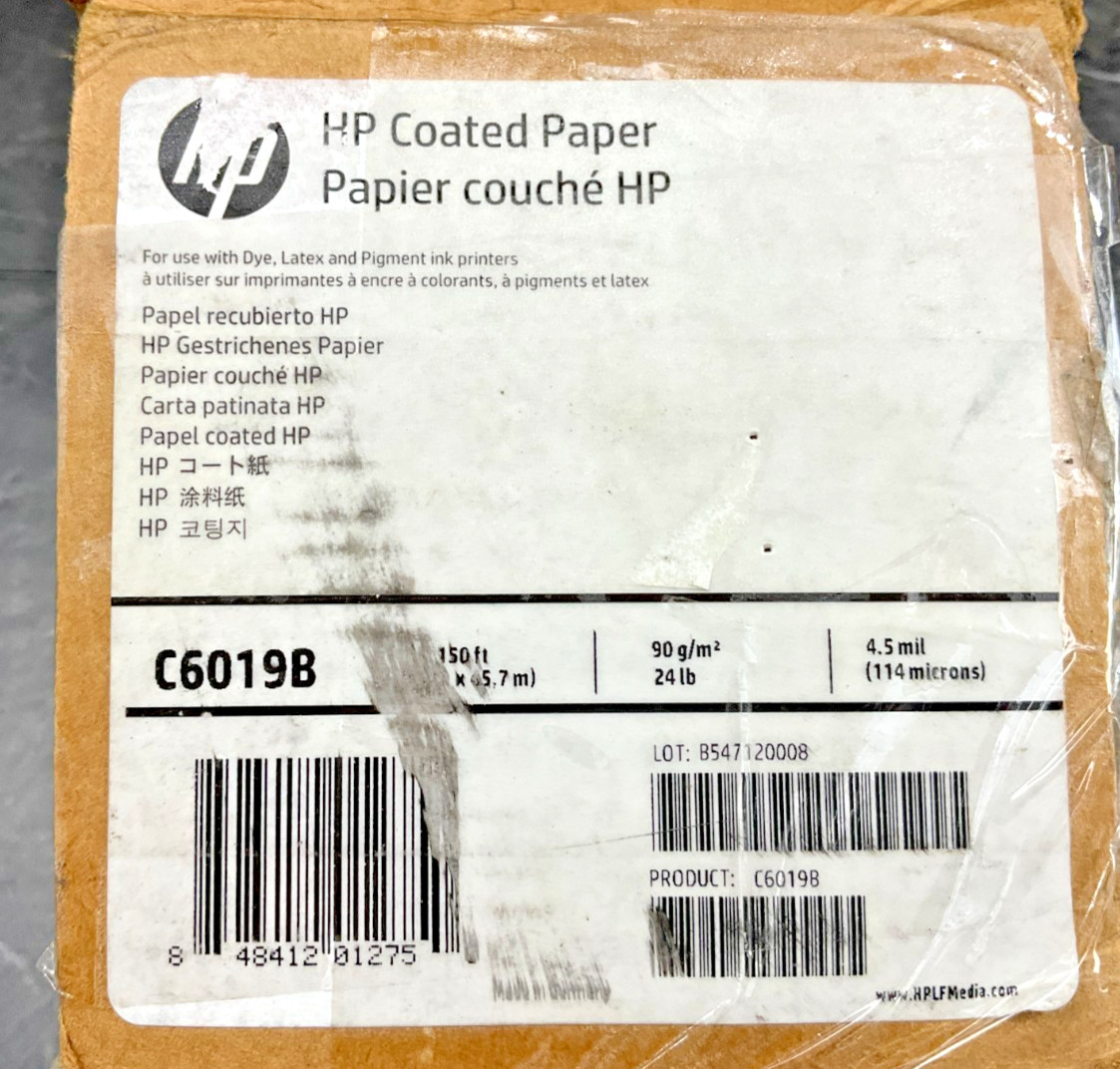 HP DesignJet Coated Paper 24″ x 150′; 26 lb. C6019B 💚❤️💚 BRAND NEW! SEALED!