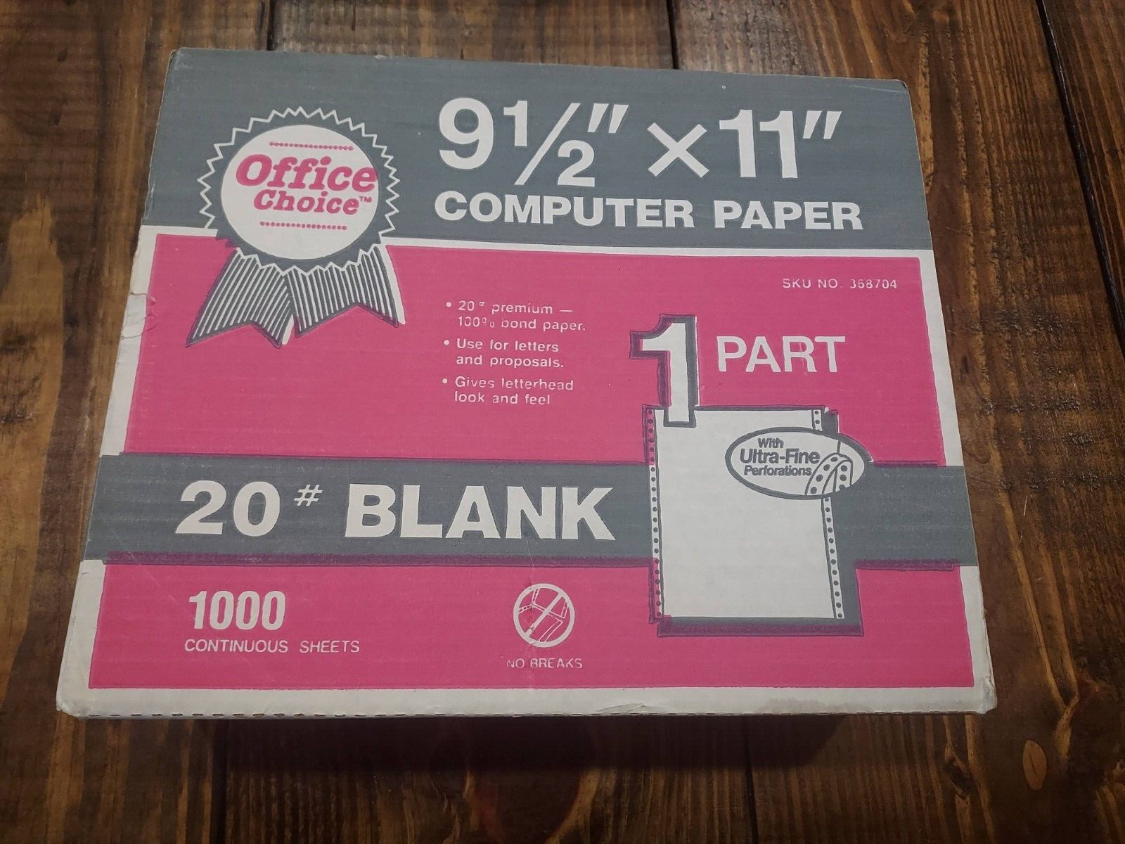 Office Choice 1000 Sheet Box Tractor Fed Clean Edge 9.5″ x 11″ Computer Paper
