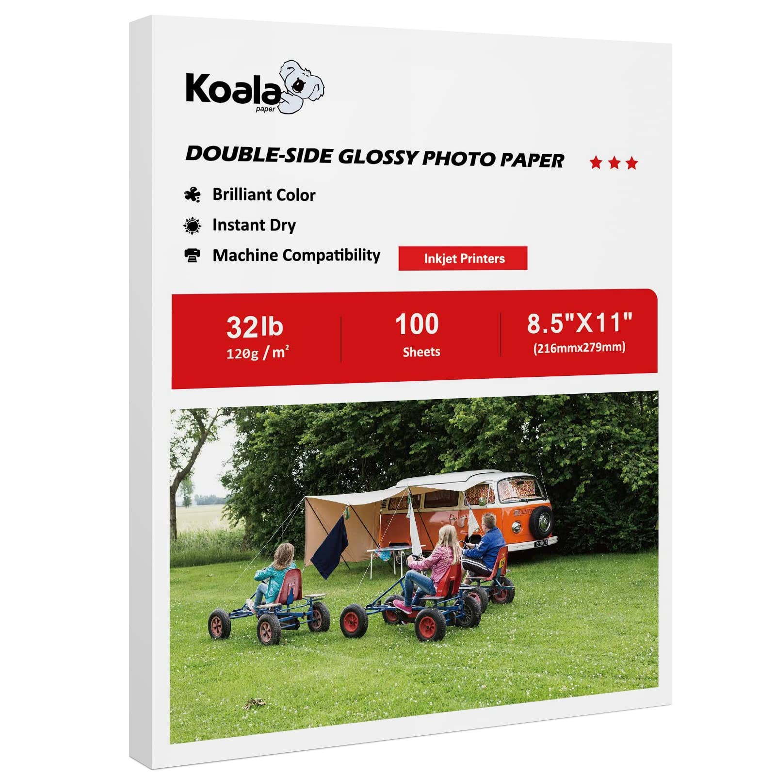 Koala Double Side Thin Glossy Photo Paper 8.5×11 Inches 120gsm 100 Sheets Com…