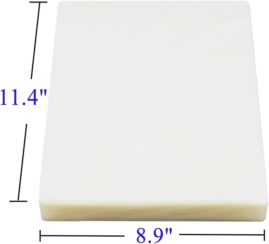 Thermal Laminating Pouches 8.9 x 11.4, 3Mil Thickness, Crystal Clear Finish, 100