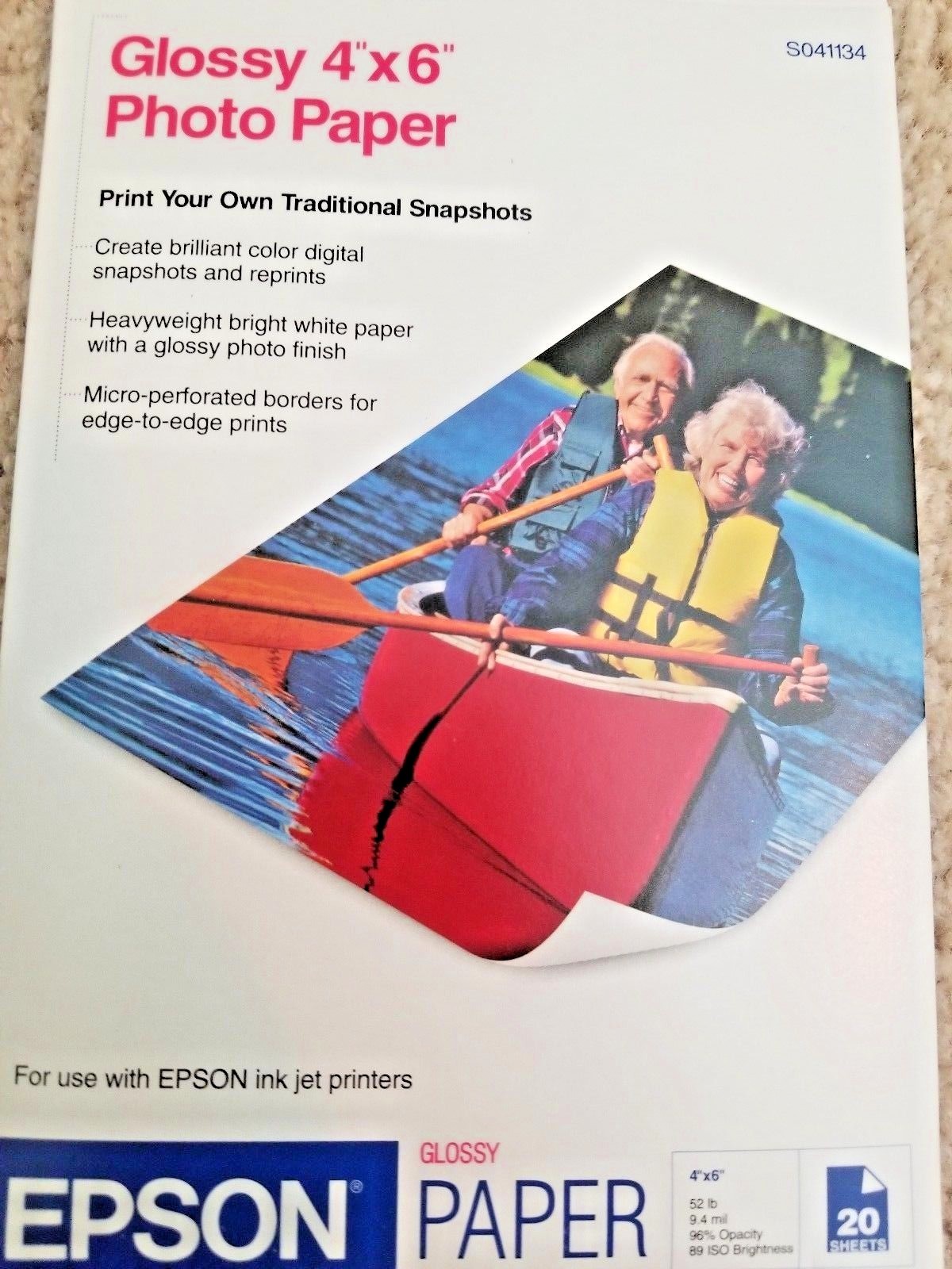 NEW SEALED Epson Glossy Photo Paper 4″ x 6″ S041134 20 Sheets