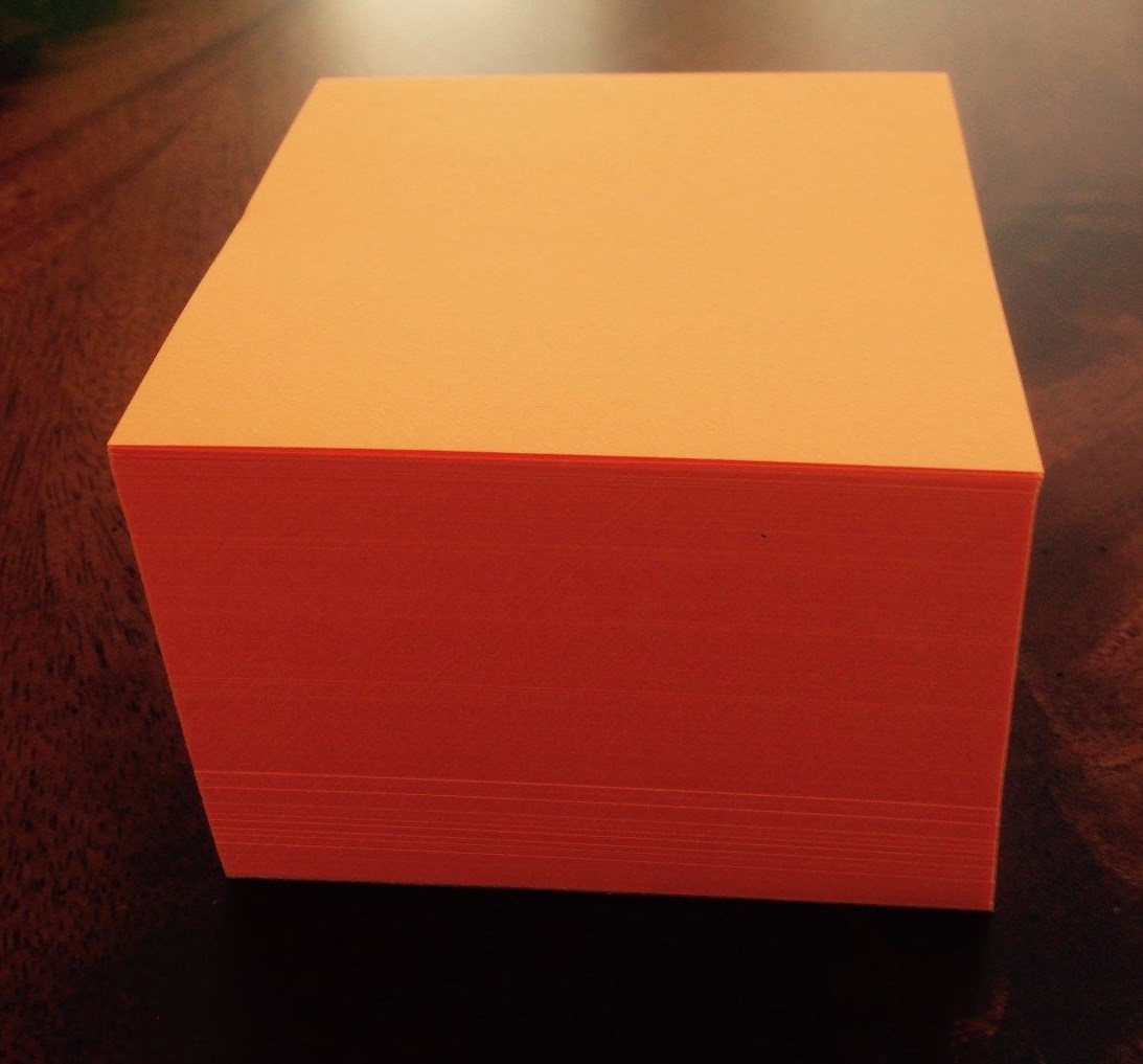 Note Paper Refill Cube – LOOSE SHEETS “Astrobright Cosmic Orange” 3 1/2 x 3 1/2