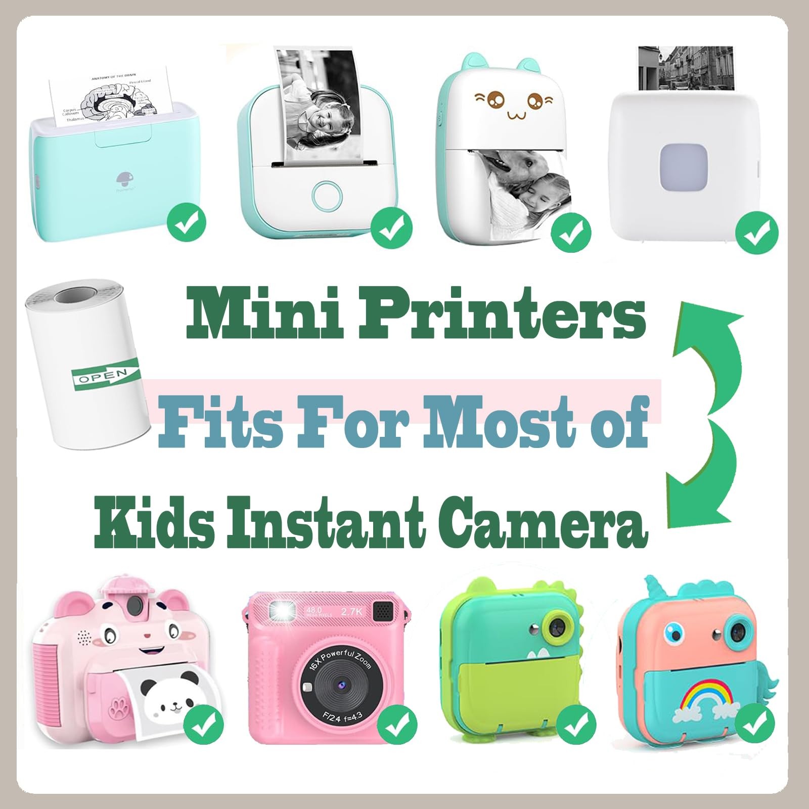 10 Rolls Mini Thermal Printer Paper, 57 X 25mm Sticker Paper for Most Kids In…