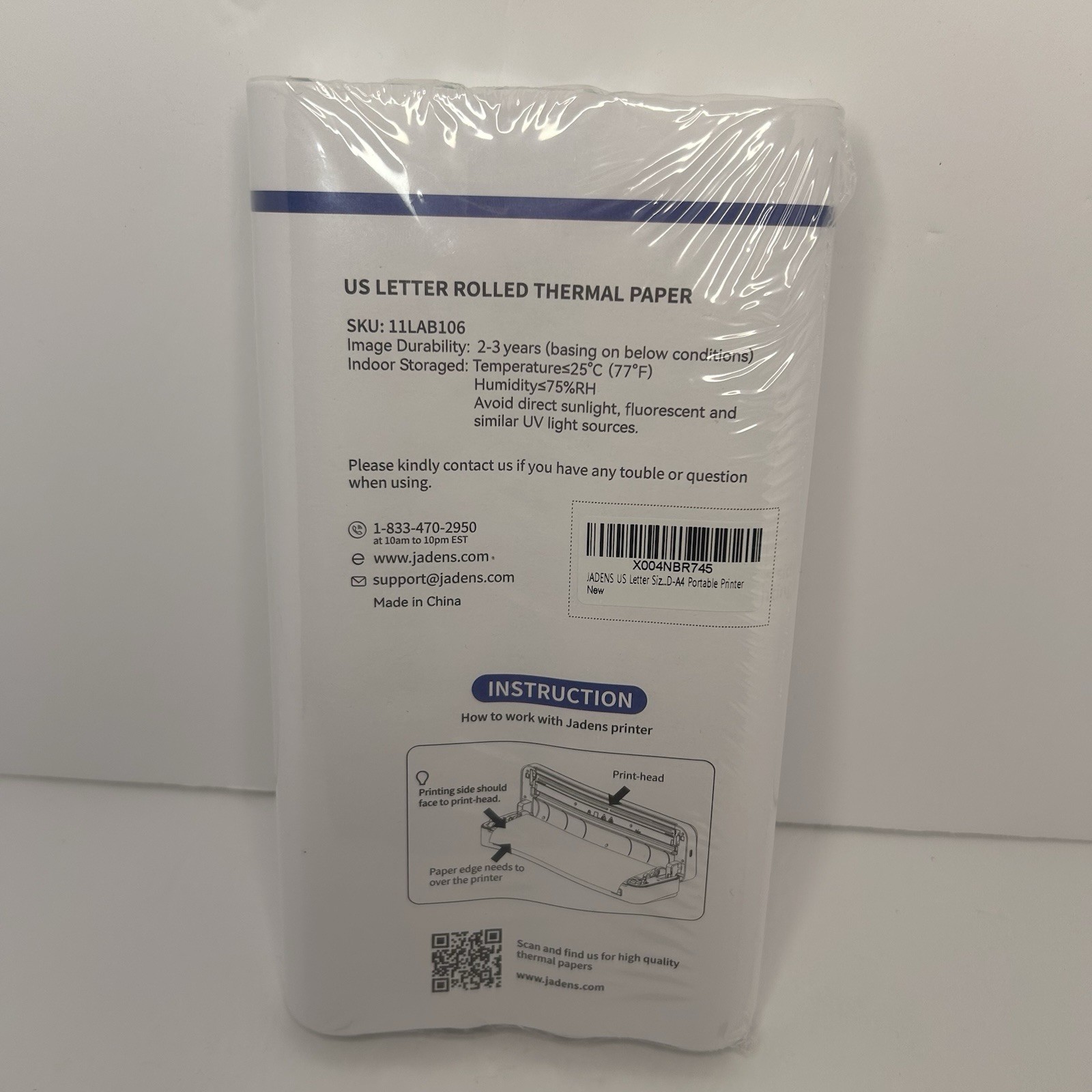 JADENS US Letter Size Quick-Dry Thermal Printer Paper 4 Rolls, Quick-dry