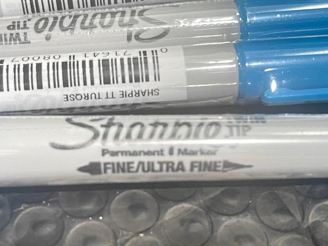 Sharpie Twin-Tip Permanent Marker Fine Ultra Fine Point Turquoise Blue 9 Pack(5F
