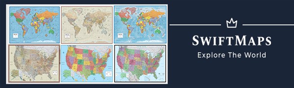 World Premier Wall Map Poster Mural 24h x 36w