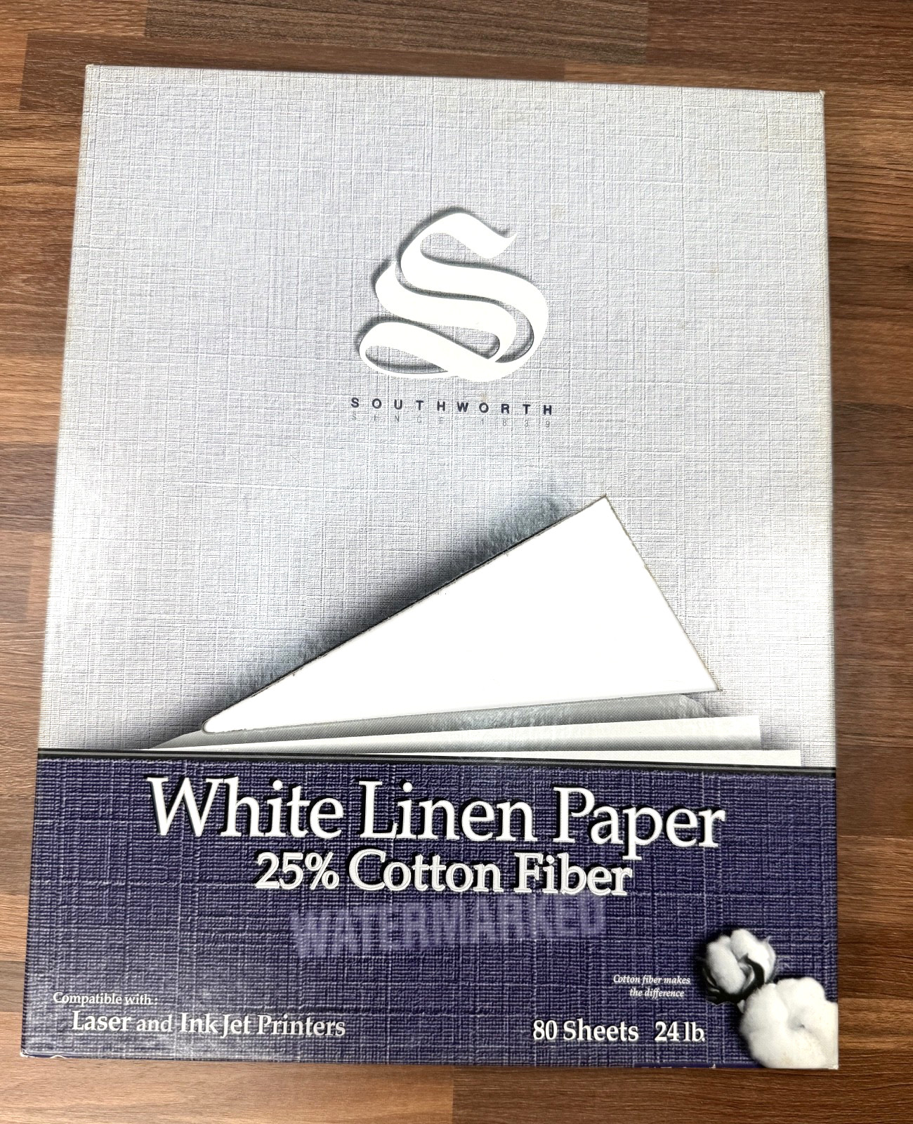 Southworth 25% Cotton Linen Business Paper White 24 lbs 8-1/2 x 11 Resume 80/box