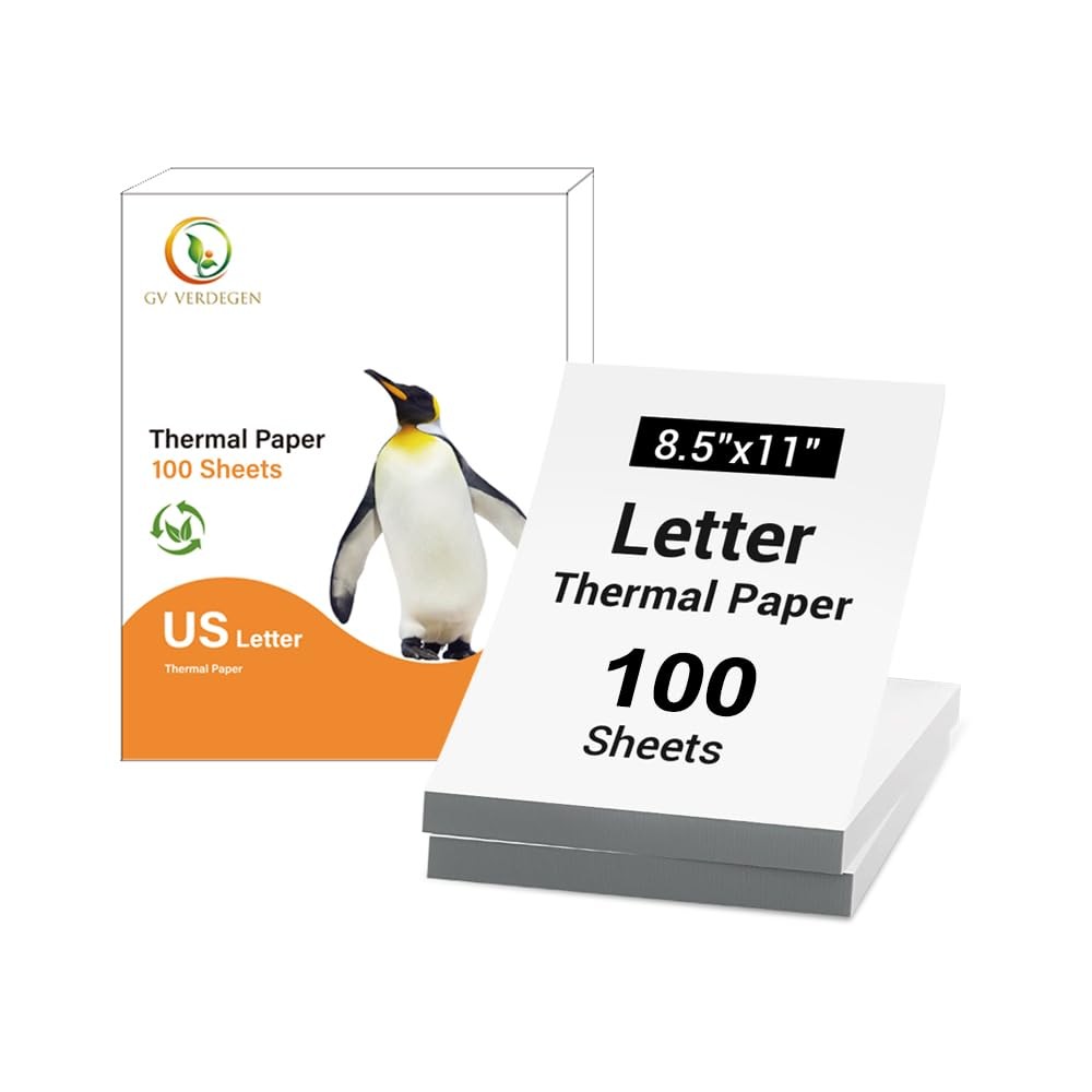 Fold Version Thermal Printer Paper 8.5 x 11 Inch,Thermal 100 sheet, White