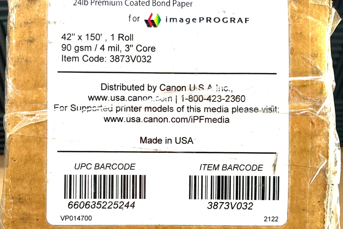 Canon imagePROGRAF Coated Paper 42″x150′ 3873V032 ✅❤️️✅❤️️ NEW! SEALED!