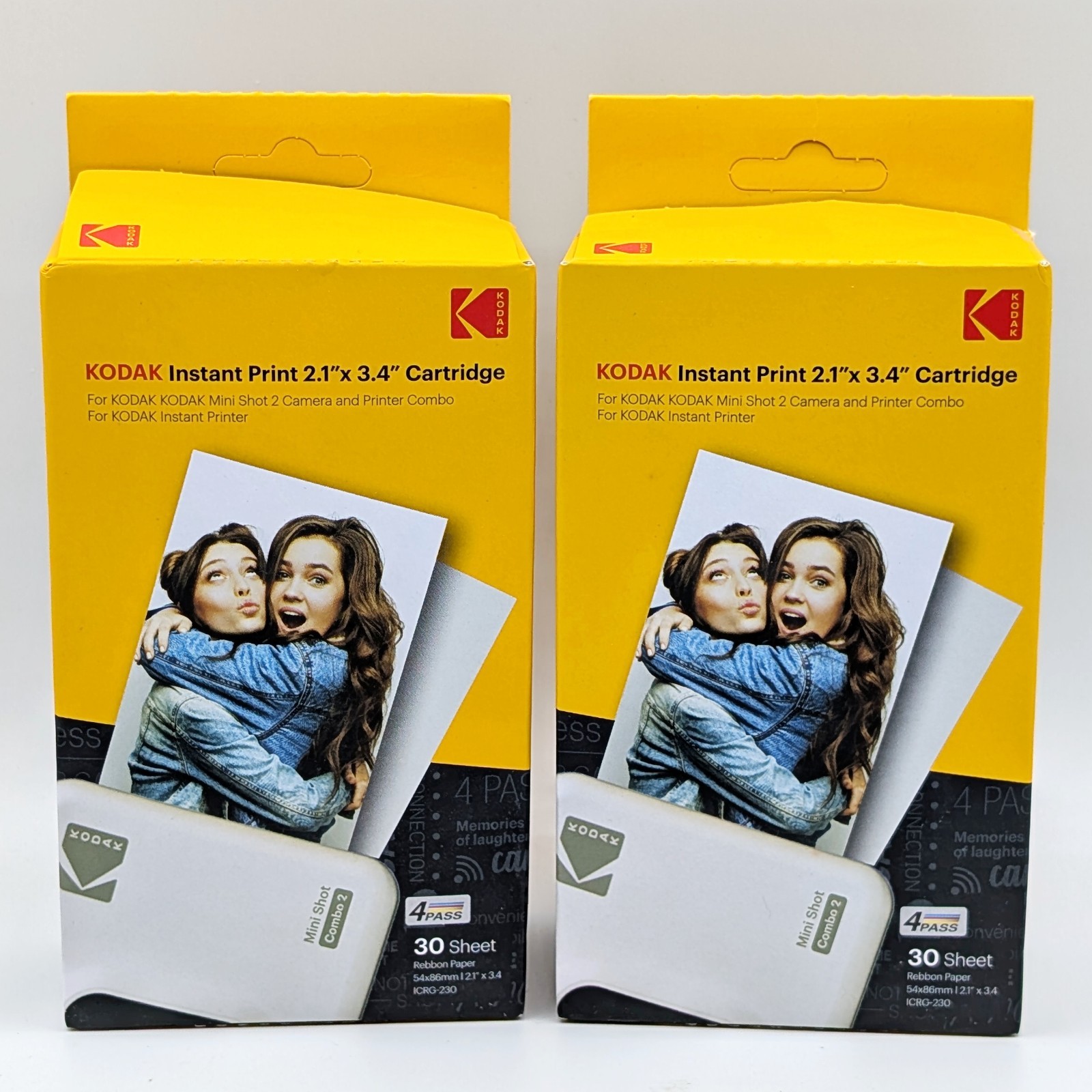 2 Pack Kodak Instant Print 2.1″x 3.4″ Cartridge Lot (60 Sheets Total) Mini Shot