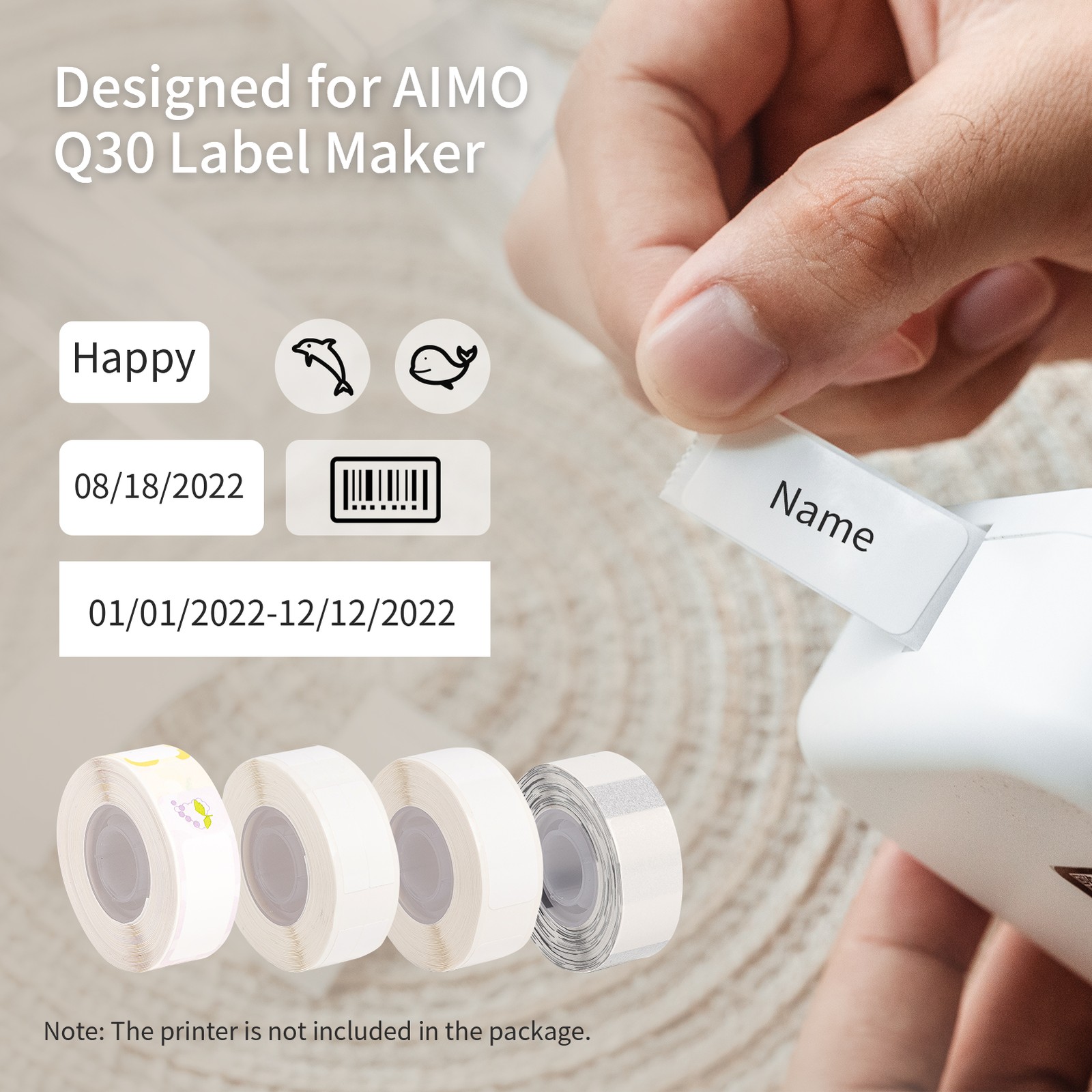 AIMO Thermal Label Paper Roll 14mm X 30mm 210 Sheets Waterproof Oil Proof