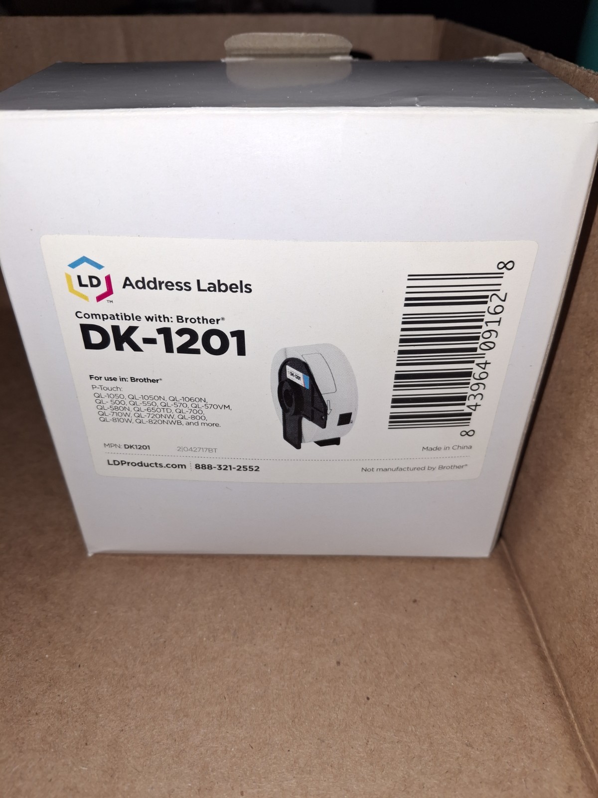(Lot of 7) LD Brother DK-1201 Compatible Address Labels 400 Per Roll 2,800 Total