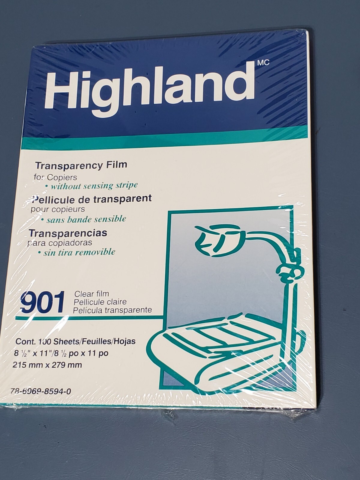 3M HIGHLAND 901 Transparency Film For Copiers Without Sensing Stripe 100 Sheets