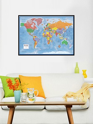 World Premier Wall Map Poster Mural 24h x 36w