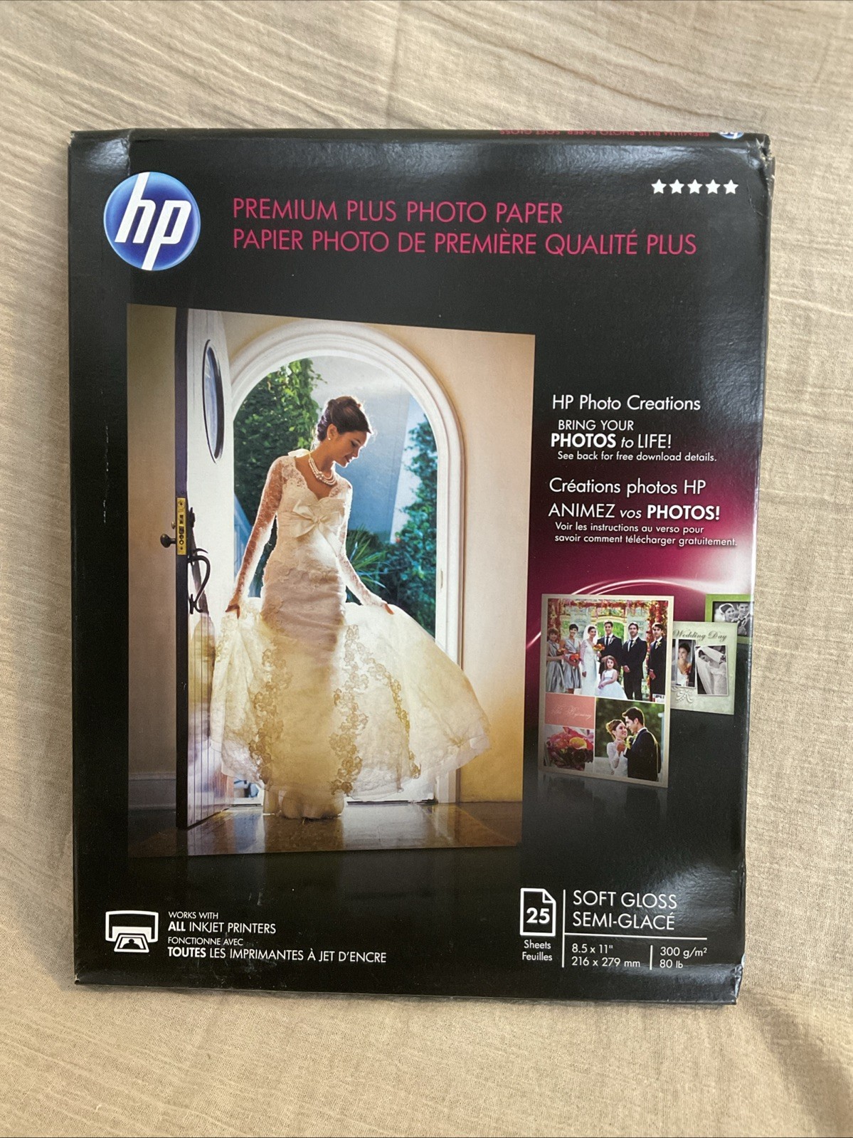 HP Premium Plus Photo Paper, 25 Sheets, Soft-Gloss, 8.5 x 11.25 for Inkjet