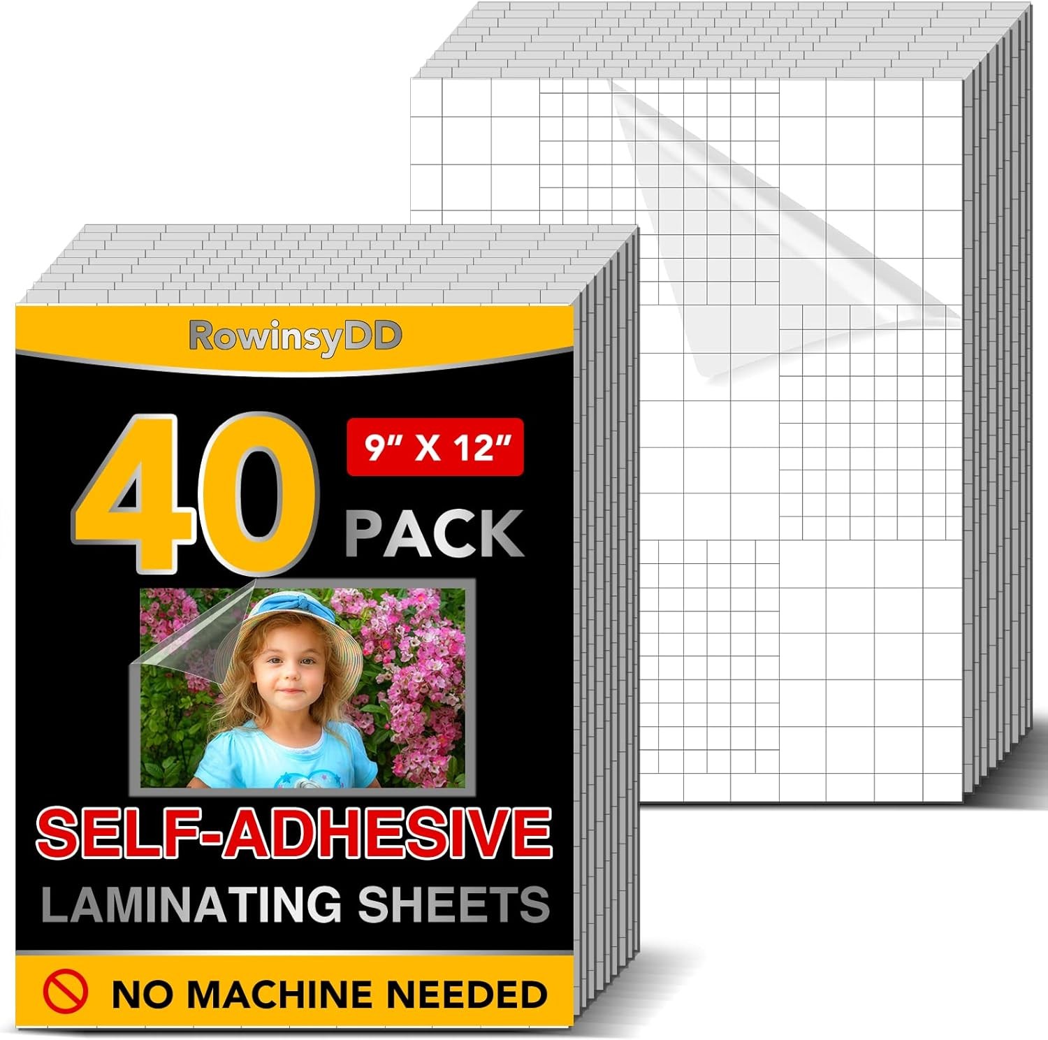 40 PCS Self-Adhesive Laminating Sheets, 9 x 12 Inches Clear Laminating Sheets No