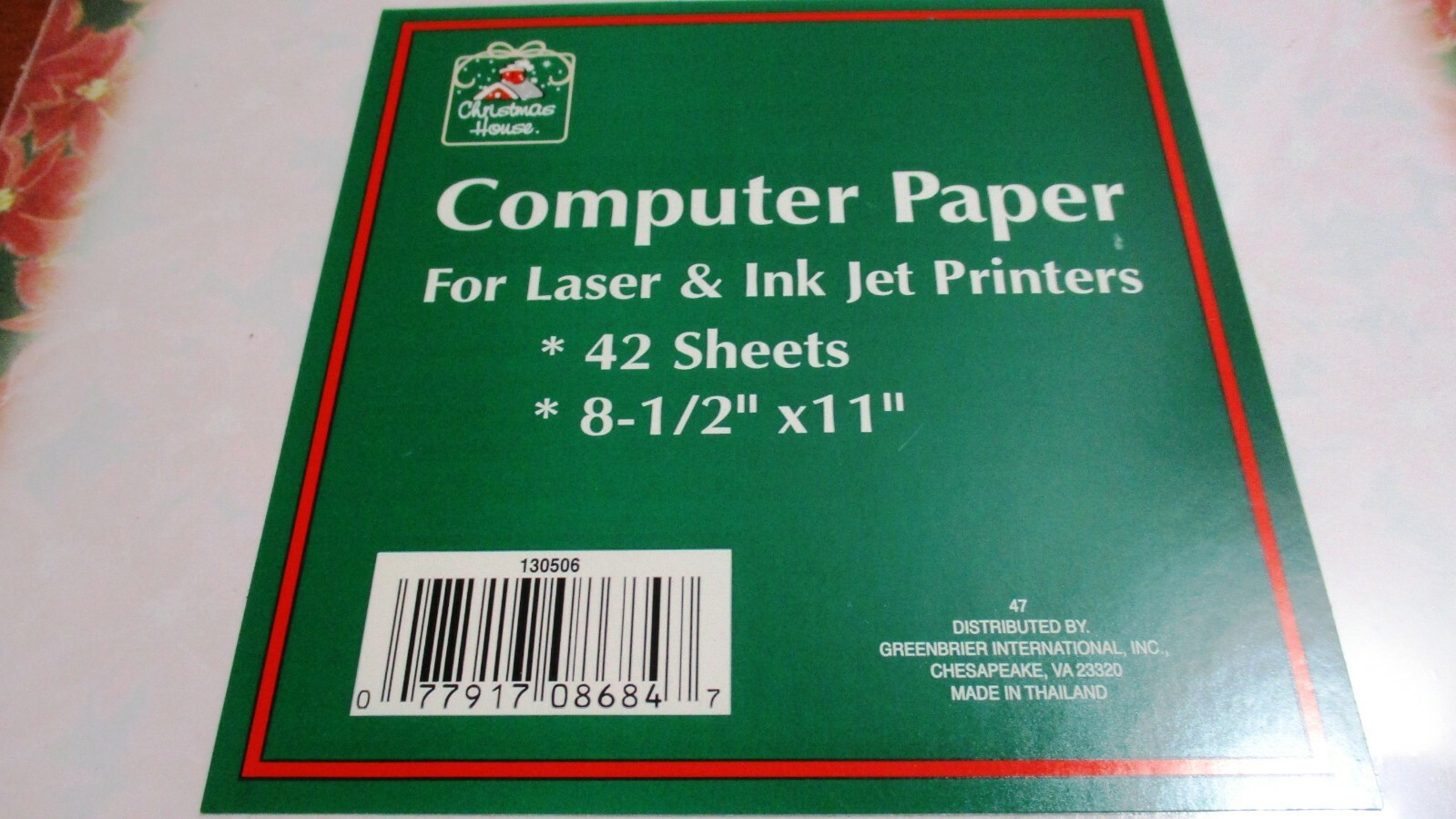 Christmas House~42 Sheets 8.5″x11″ POINSETTIA COMPUTER LASER STATIONARY PAPER