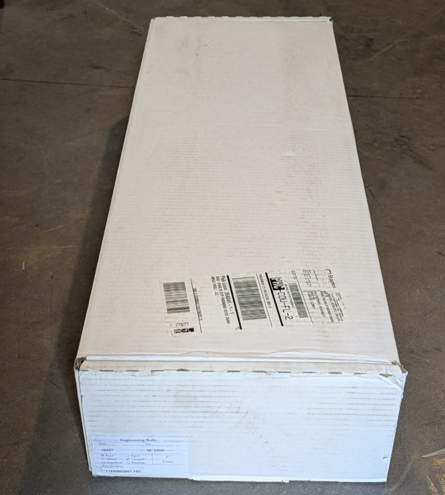 2 Rolls Wide Format Engineering Paper Matte 36″ x 500′ 3″Core 20LB 92 Brightness
