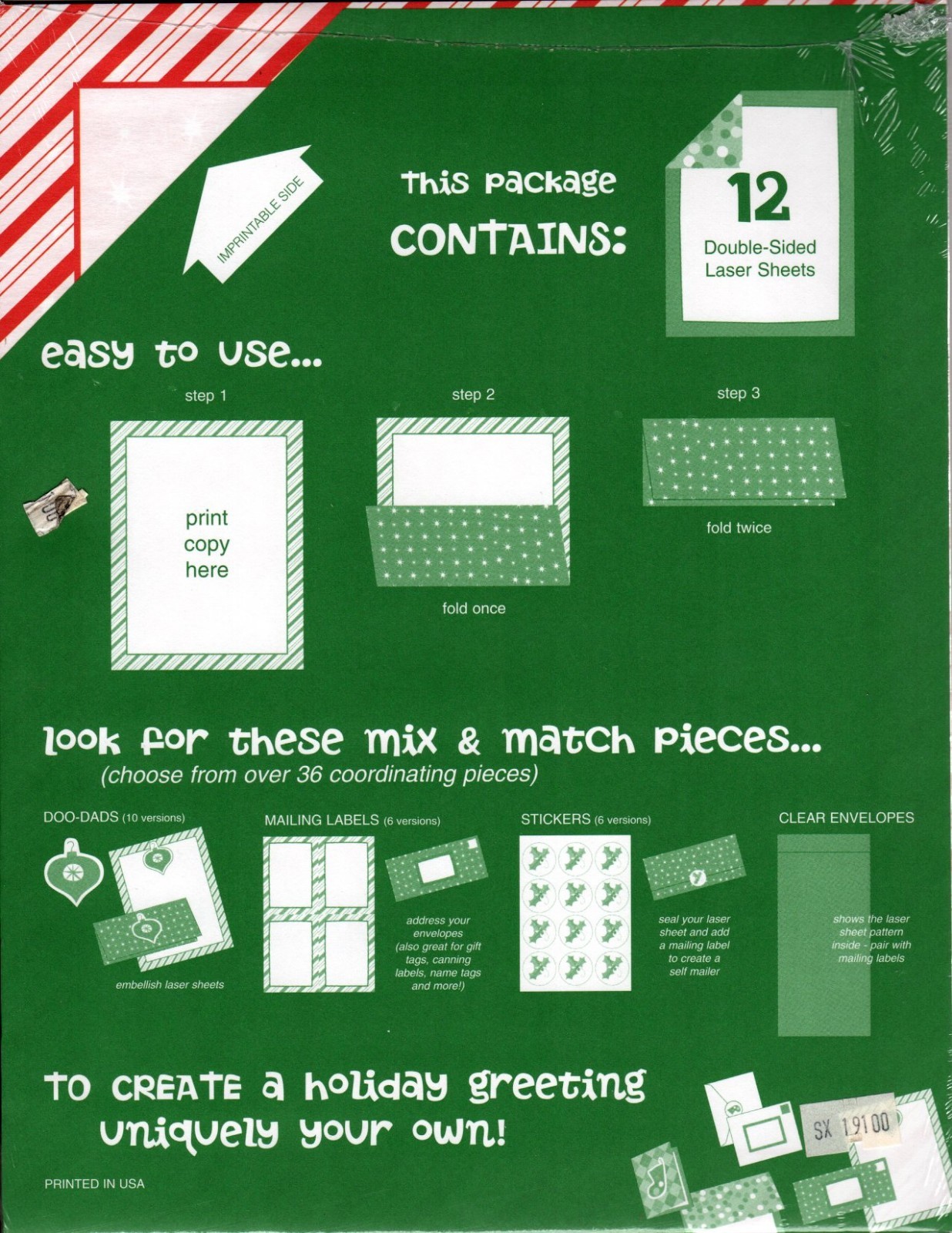 Candy Cane Stripes Stars Designer Christmas Letter Computer Paper – 24 Sheets