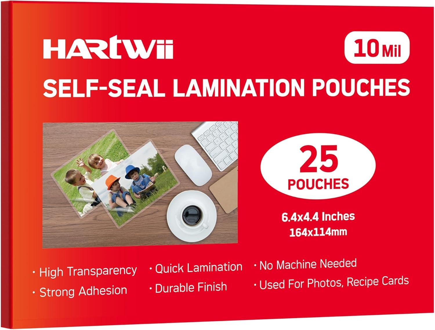 25 Pack Self-Sealing Laminating Pouches 4×6 Inch,10 Mil Thick Double-Sided Self