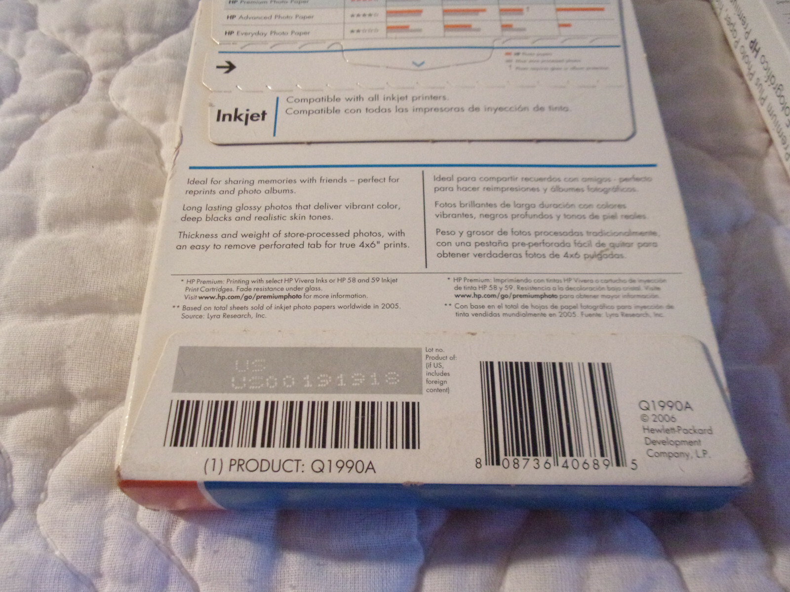 HP PHOTO PAPER PREMIUM PLUS LOT OF 5 BOXES NEW SEALED 4X6″ 11.5 MIL 60 SHEETS