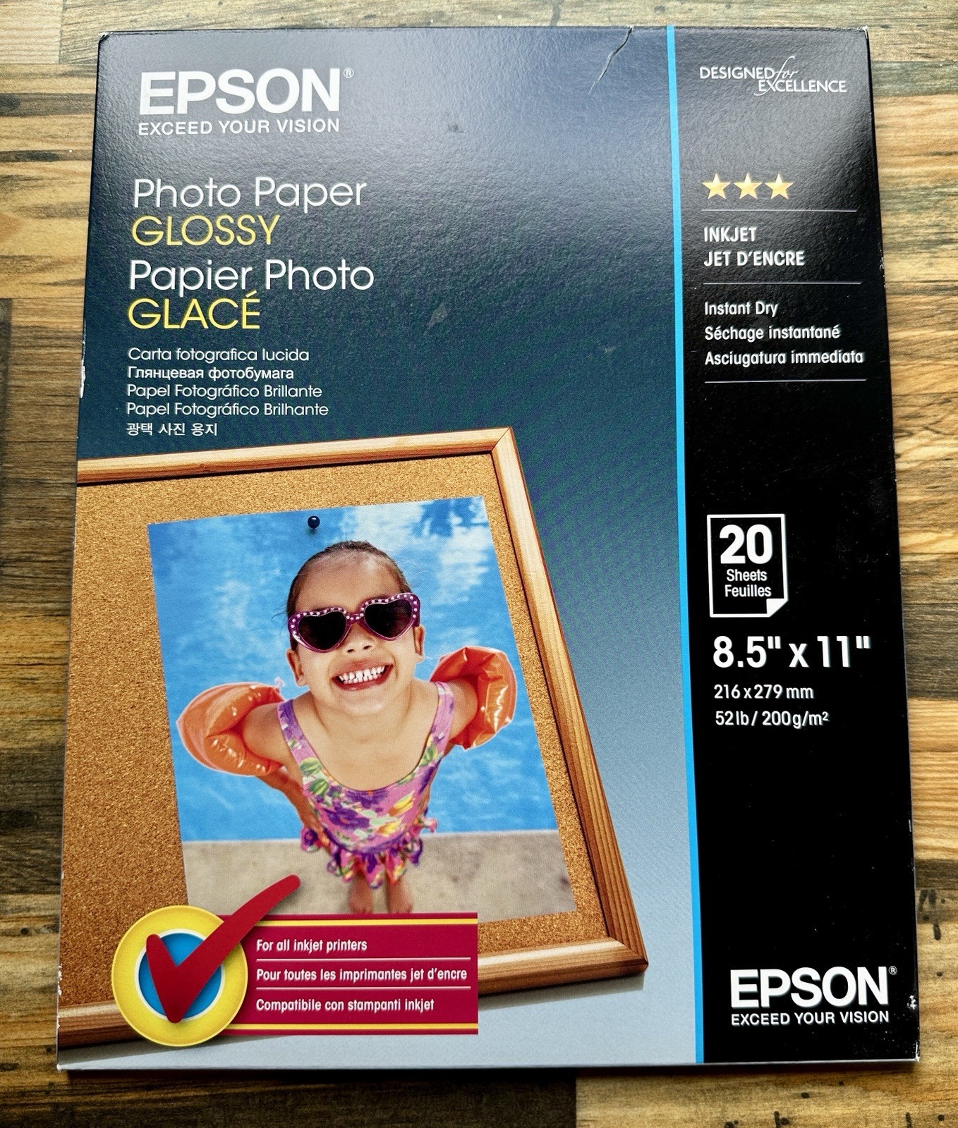 Epson Glossy Photo Paper – 20 Sheets – 8.5 x 11 Inches S041141