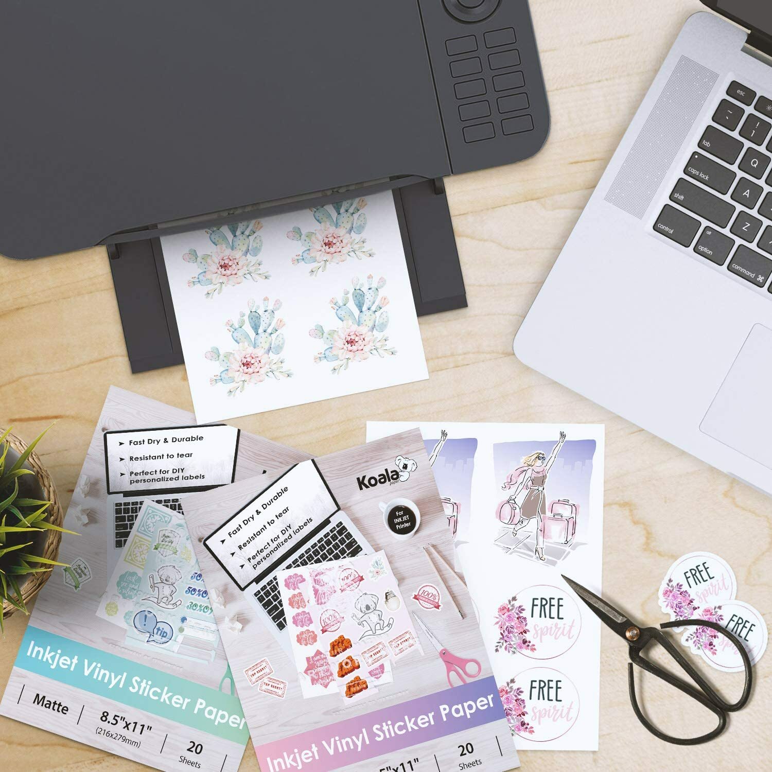 Koala Vinyl Sticker Paper fo Inkjet Glossy White Waterproof Sticker Paper 8.5×11